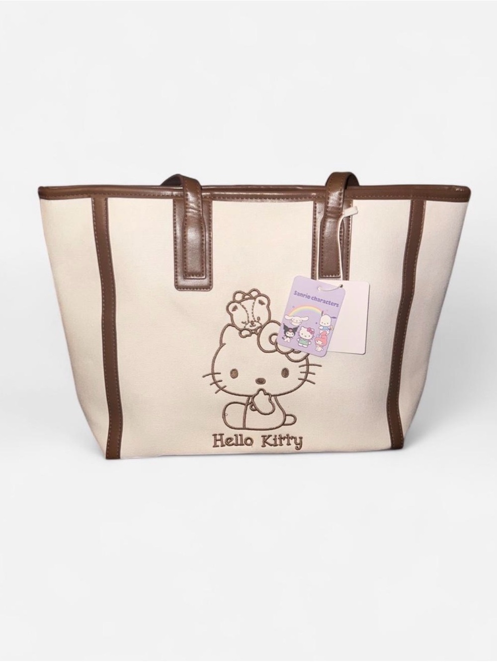 Hello Kitty Beige and Brown Trim Canvas Tote